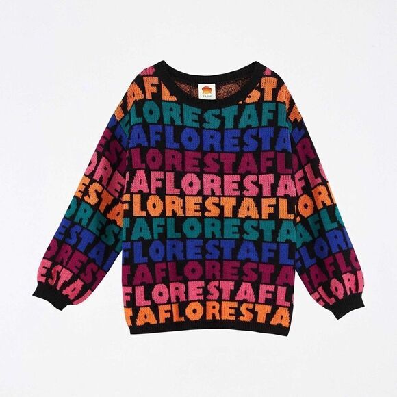 Farm Rio Rainbow Floresta Tricot Multicolor Dress Sweater Crew Scoop Size XS - Picture 7 of 14